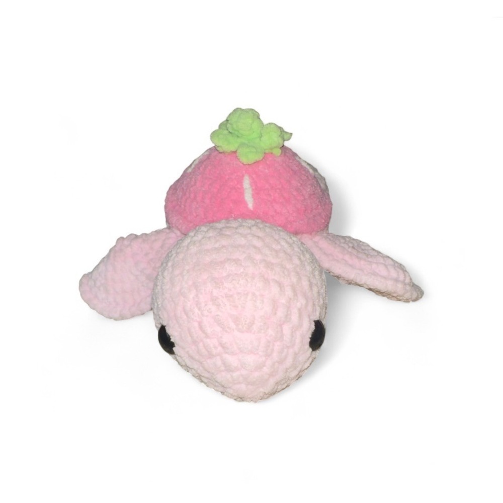 Handmade Crochet Strawberry Turtle Plush Toy Kids Gift Cute Amigurumi - Picture 1 of 4